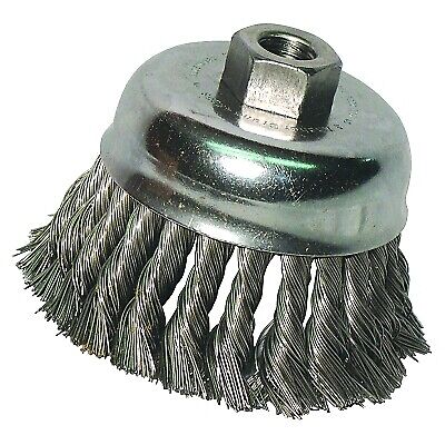 Knot Wire Cup Brush, 5 in Dia., 5/8-11 Arbor, .02 in Carbon Steel ORS Nasco