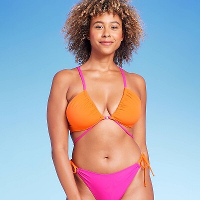 

Бикини-топ с цветными блоками и ремешками для женщин - Shade - Shore Orange/Pink