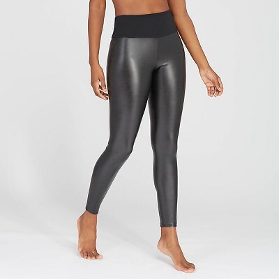

ASSETS by SPANX Женские леггинсы из искусственной кожи по всей поверхности - черный, Spanx Assets