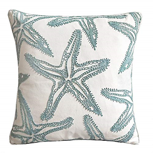 Embroidery Lake Blue Starfish Throw Pillow Cover For Sale Online