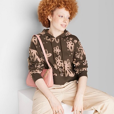 

Женская укороченная толстовка с капюшоном - Wild Fable Dark Brown Floral, Коричневый