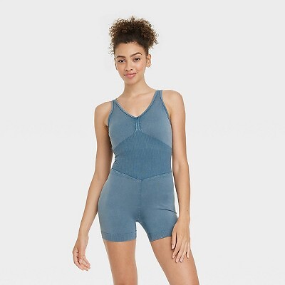 

Женское бесшовное короткое боди — JoyLab Blue, Синий