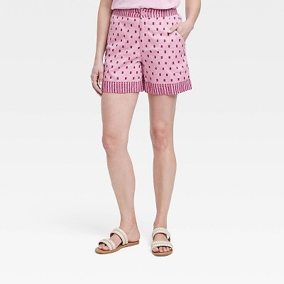 

Женские шорты свободного кроя без застежек с высокой посадкой - Knox Rose Pink Polka Dots, Розовый