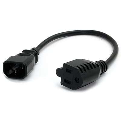 1pc STARTECH.COM PAC100 1ft Computer Power Cord IEC320 EN 60320C14 to NEMA 5-15