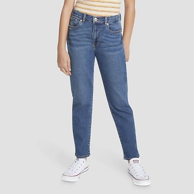 

Джинсы Mini Mom с высокой посадкой для девочек Levis — темный, Dark wash
