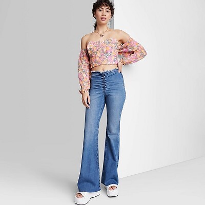 

Расклешенные джинсы со средней посадкой для женщин - Wild Fable Medium Wash 00, Not available