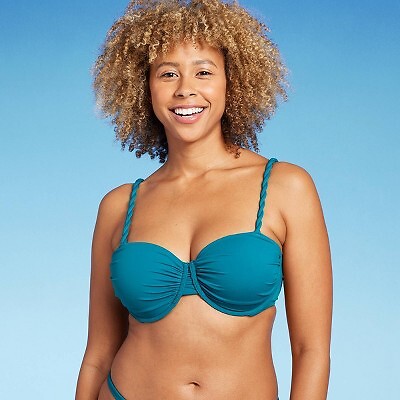 

Женский лиф бикини со сборками на косточках со сборками - Shade - Shore Teal Blue