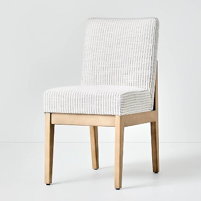 Мягкий обеденный стул с тапочками из натурального дерева Microstripe Grey/Cream - Hearth &