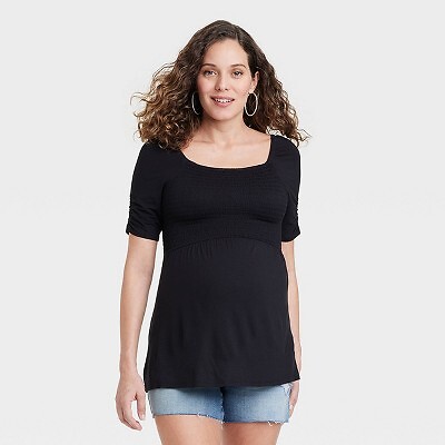 

Присборенный топ для беременных с рукавами до локтя - Isabel Maternity by Ingrid - Isabel Black, Черный