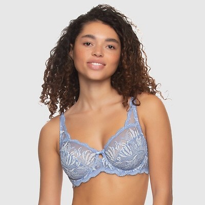 Женский кружевной бюстгальтер Paramour без подкладки с перидотом - Periwinkle Blue 42DD