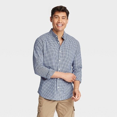 

Мужская рубашка Every Wear с длинным рукавом на пуговицах — Goodfellow - Co Navy Gingham, Синий