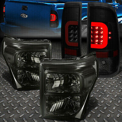 ДЛЯ FORD SUPER DUTY 2011-2016 КРАСНАЯ СВЕТОДИОДНАЯ ПАНЕЛЬ С ТОНИРОВАННЫМ ЗАДНИМ ФОНАРЕМ + ПРОЗРАЧНАЯ БОКОВАЯ ФАРА