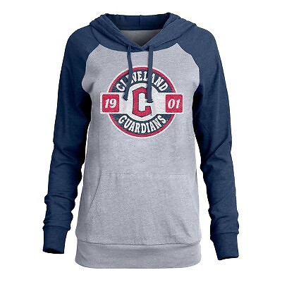 

MLB Cleveland Guardians Женская легкая двухцветная футболка с капюшоном, Not available