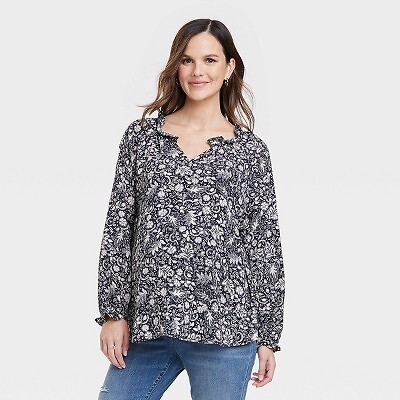 

Топ для беременных с длинными рукавами и оборками - Isabel Maternity by Ingrid - Isabel Navy, Navy blue