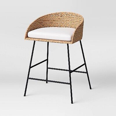 Woven Backed Counter Height Barstool with Cushion - Threshold