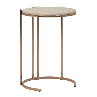 Octavia Side Table Champagne Gold Finish Champagne Gold Metal - Inspire Q: Faux