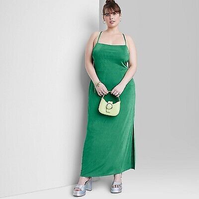 Облегающее макси-платье со шнуровкой сзади для женщин - Wild Fable Green 2X