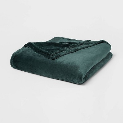 Threshold Microplush Throw Blanket Oversized 92x90, Pine, Full/Queen