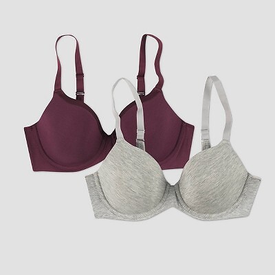 

Женский бюстгальтер-майка Beauty by Bali 2pk B202 - Grey Melange/Fig, Gray/fig
