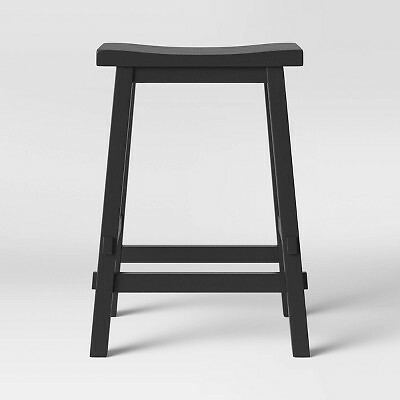 Halifax Farmhouse Wood Counter Height Barstool Black - Threshold