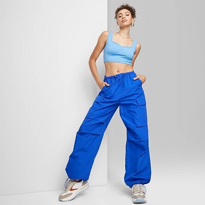 

Женские брюки карго-парашют с высокой посадкой — Wild Fable Bright Blue, Синий