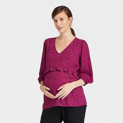 

Тканый топ с рукавами 3/4 и оборками на талии - Isabel Maternity by Ingrid - Isabel, Not available