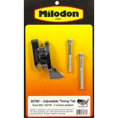 Milodon 65782, One Black Aluminum Sbf Timing Pointer - 302-351W 2 O'Clock Perfor