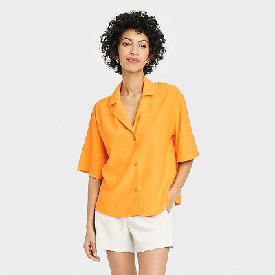 

Рубашка на пуговицах с коротким рукавом для женщин - New Day Orange, Оранжевый