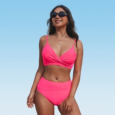 

Женское бикини с завышенной талией -Cupshe-L-Pink, Not available