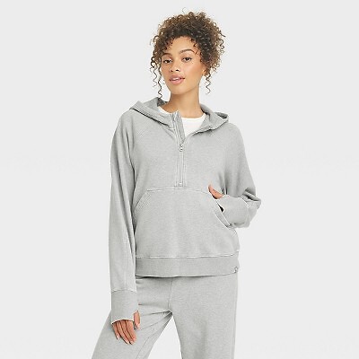 

Женский флисовый пуловер с молнией 1/2 — JoyLab Heathered Grey, Серый