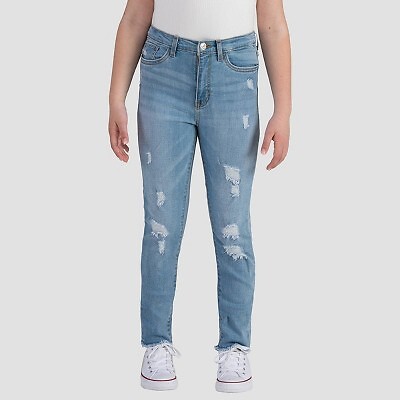 

Джинсы-скинни Levis для девочек с высокой посадкой, состаренные, очень узкие, светло-серый, Light wash