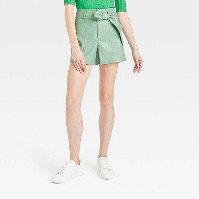 

Женские кожаные шорты с завязками спереди - A New Day Light Mint Green, Зеленый