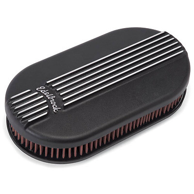 Edelbrock 41153, Billet Alum. Single Carb A/C - Small Oval- Black Performance Pa