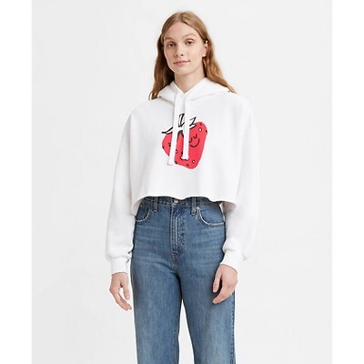 

Укороченная толстовка с капюшоном и рисунком для женщин Levis - Strawberry White