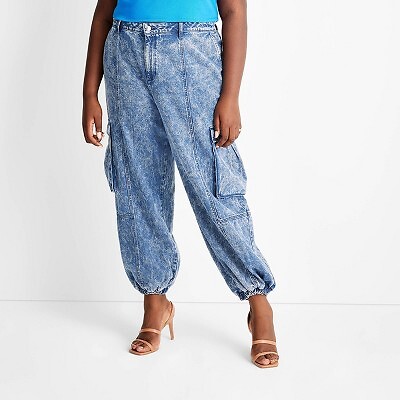 

Женские джинсы карго больших размеров со средней посадкой - Future Collective with Kahlana, Medium wash