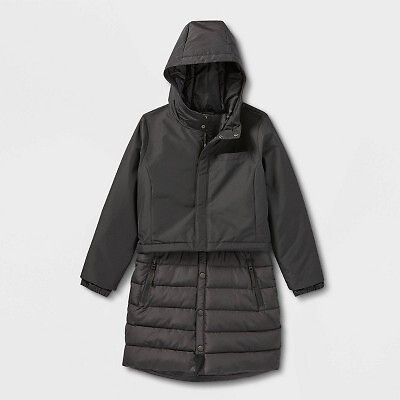 

Однотонная куртка 3 в 1 средней длины для девочек — All in Motion, черный