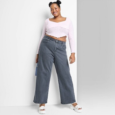 

Широкие мешковатые джинсы для женщин со сверхвысокой посадкой - Wild Fable Dark Grey Wash, Серый