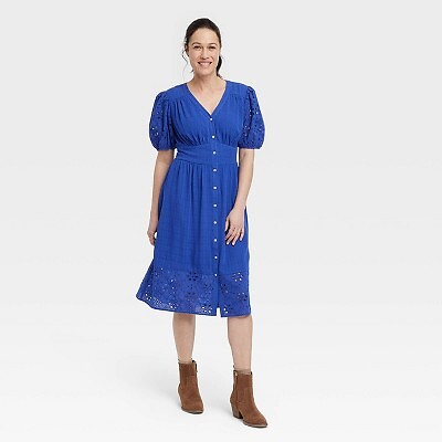 

Женское платье трапециевидной формы с короткими рукавами - Knox Rose Royal Blue M, Not available