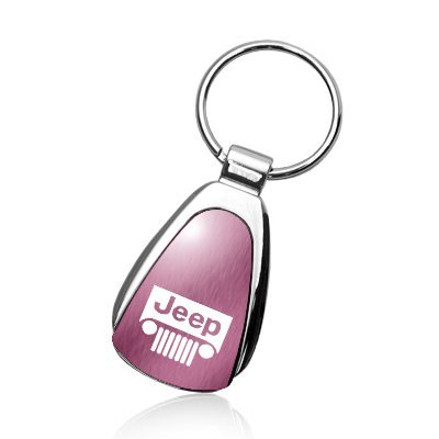 Jeep Grill Logo Burgundy Tear Drop Key Chain