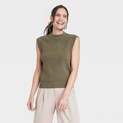 

Женский свитер в рубчик с круглым вырезом — A New Day Olive Green XL, Not available