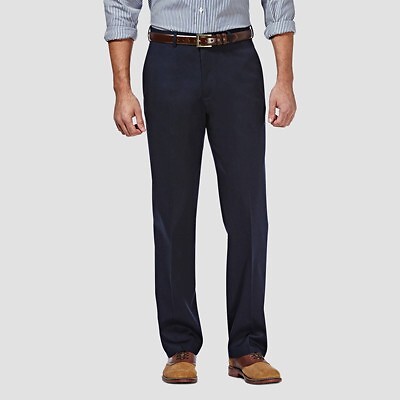 

Haggar Мужские повседневные брюки Premium No Iron Classic Fit Flat Front Flat Front - Темно-синий, Navy