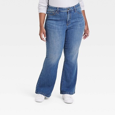 

Женские расклешенные джинсы с высокой посадкой — Ava - Viv Dark Blue Denim