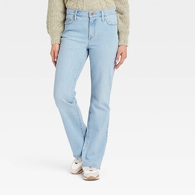 

Женские винтажные джинсы Bootcut с высокой посадкой - универсальная нить, голубой, Синий