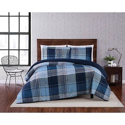 Twin XL Комплект одеял Trey Plaid из 2 предметов темно-синий - Truly Soft