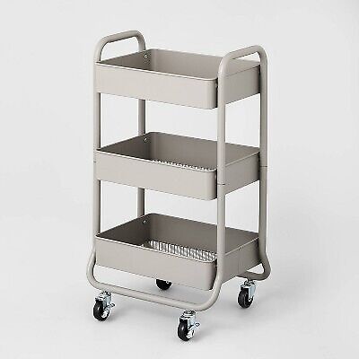 3 Tier Metal Utility Cart Gray - Brightroom