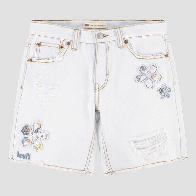 

Джинсовые шорты миди для девочек Levis - белый