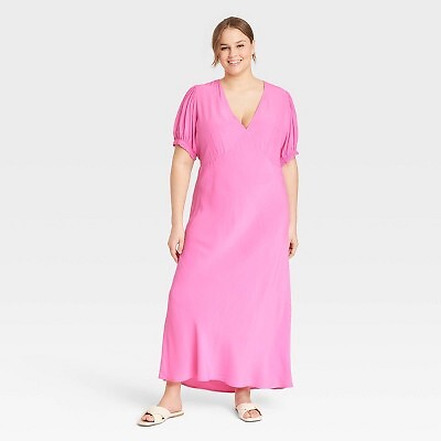 

Женское пышное платье с коротким рукавом - A New Day Pink, Розовый