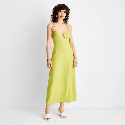 

Женское платье-комбинация миди с вырезом и ремешками - Future Collective с Алани Ноэль, Зеленый