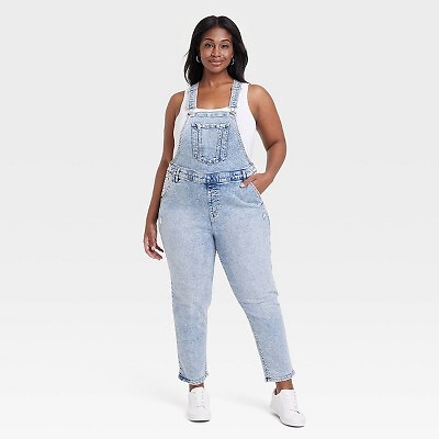 

Женские джинсовые комбинезоны с высокой посадкой — Ava - Viv Light Blue Denim