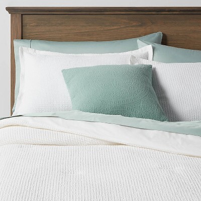 Threshold 8-Piece Comforter & Sheets Set Waffle Cotton Pillow, White, Full